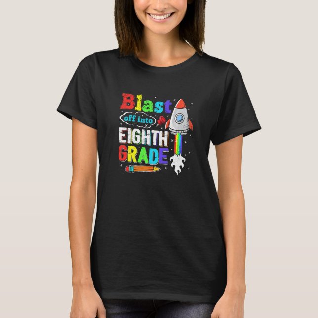 Blå från till åttonde Klass Back to school T Shirt (Framsida)