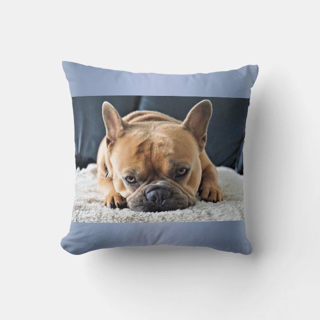 Blå Fransk Bulldog Cushion-kudde Kudde (Framsida)