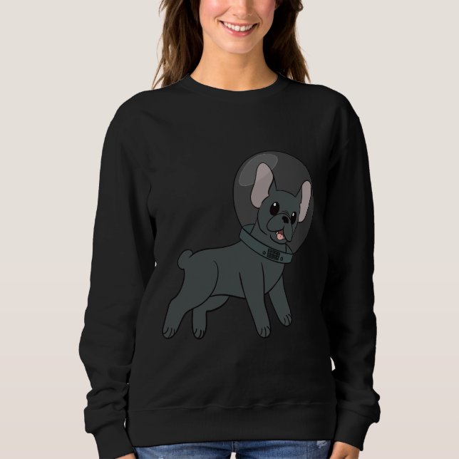 Blå Fransk-bulldog i rymden T Shirt (Framsida)