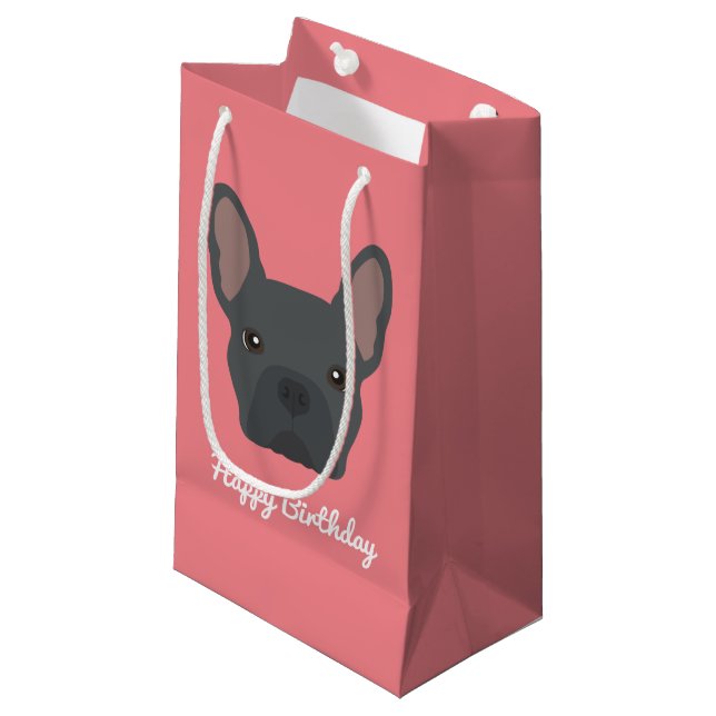 Blå Fransk Bulldog Small Gift Bag (Framsidan Vinklad)