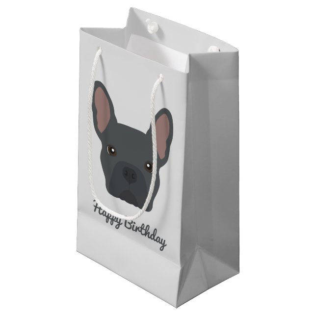 Blå Fransk Bulldog Small Gift Bag (Framsidan Vinklad)