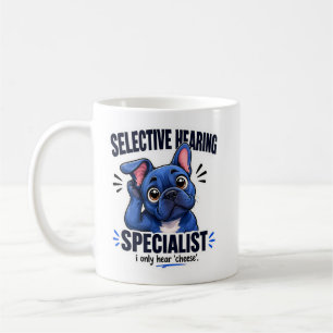 Blå fransk bulldogg-snackradar humor konst kaffemugg