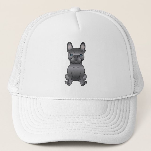 Blå fransk bulldogg / söt fransk tecknad hund keps (Framsida)