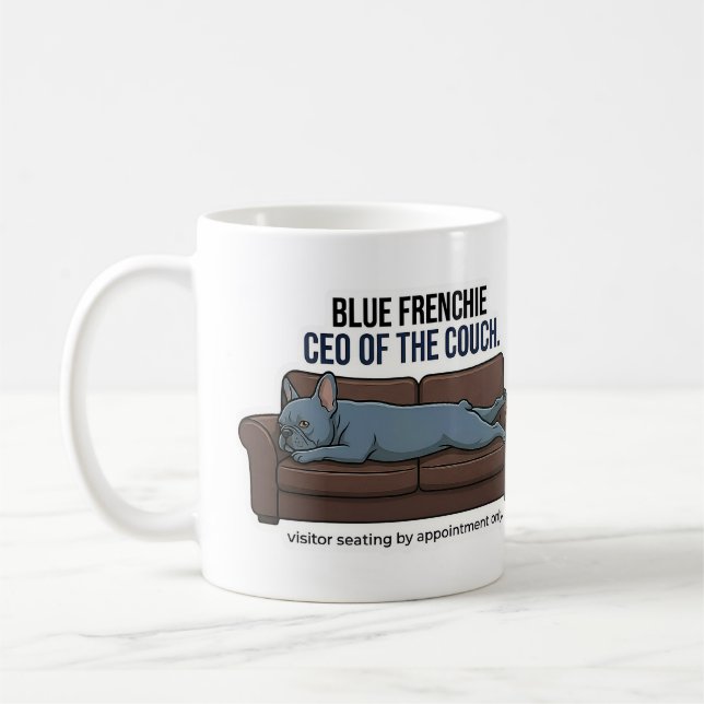 Blå fransk bulldogg VD för soffan rolig hundmamma Kaffemugg (Vänster)