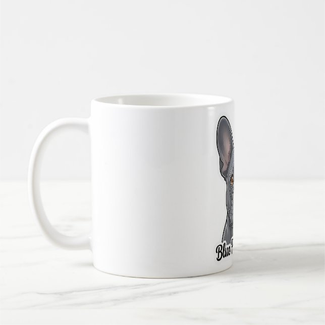 Blå fransk bulldoggporträtt Sött franskt design Kaffemugg (Vänster)