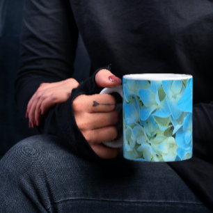 Blå Fransk Hydrangea-Blommigt Mugg