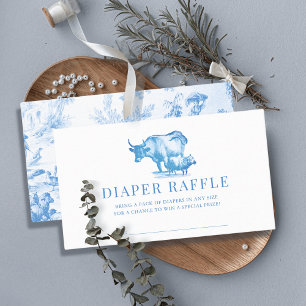 Blå Fransk Land Farm Diaper Raffle Biljett Tilläggskort