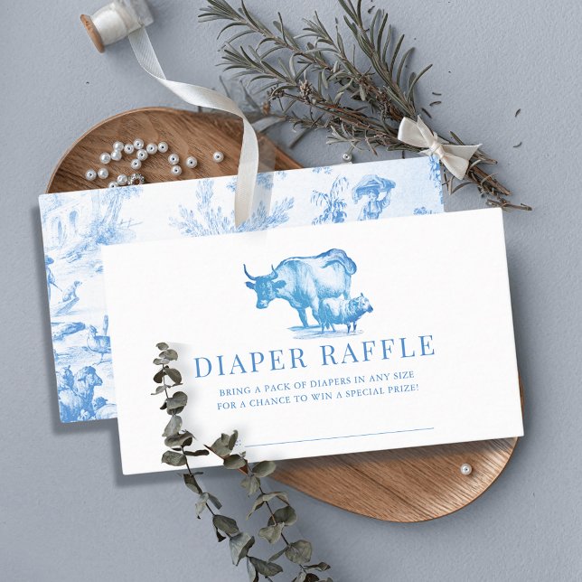 Blå Fransk Land Farm Diaper Raffle Biljett Tilläggskort (Skapare uppladdad)