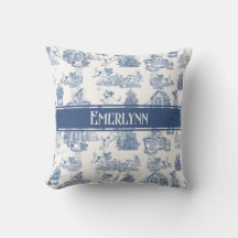 Blå fransk Toile Hund Monogram accent