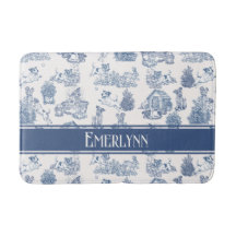 Blå fransk Toile Hund Monogram Dekor