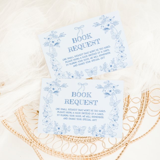 Blå franska viktorianska böcker för baby shower tilläggskort (Skapare uppladdad)