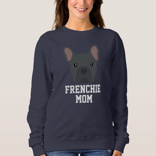 Blå Frenchie Hundmamma T Shirt (Framsida)