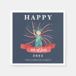 Blå Frihetsgudinnan Lycklig 4 juli Pappersservett