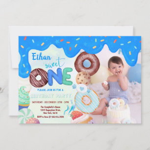 Blå frost åsna Sweet One Inbjudningar