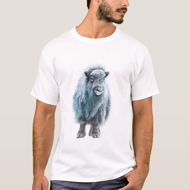 Blå Frost Eterisk Luden Myskoxe Man T Shirt (Framsida)