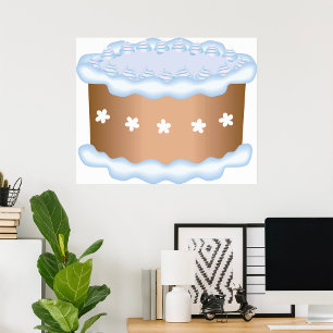 Blå Frostad Tårta Bakverk Efterrätt Poster