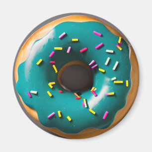 Blå Frosted Donut med Sprinkles Magnet