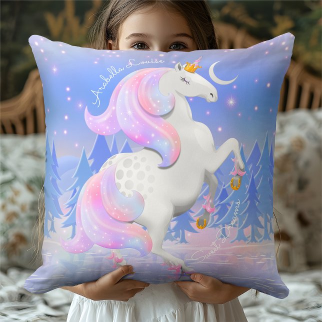 Blå frusen Sjö Unicorn Fantasy Winter Baby Kudde (Skapare uppladdad)