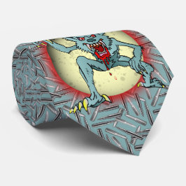 Blå fullmånen Halloween med Werevarulens Silver-pu Slips