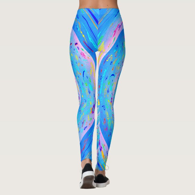 Blå Funky Abstrakt Leggings, Spiral Leggings (Baksida)