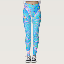 Blå Funky Abstrakt Leggings, Spiral Leggings