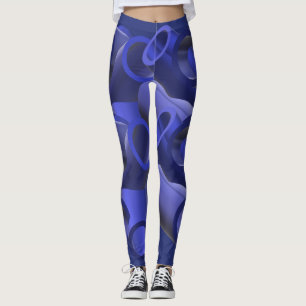Blå Futuristiska Pipe Mönster Art Leggings