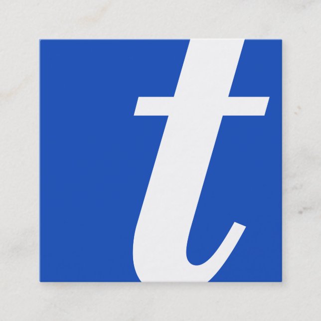 blå fyrkant i monogram fyrkantigt visitkort (Framsida)