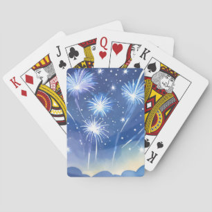 Blå Fyrverkerier   Fyrverkeri Firande Vattenfärg Casinokort