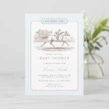 Blå Gå Baby Gå Derby Baby Shower Klassisk Preppy