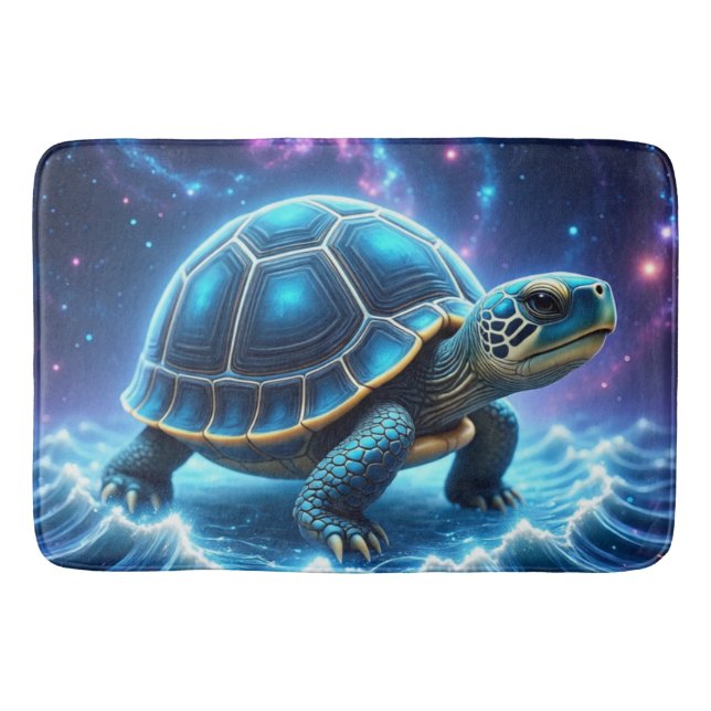 Blå Galactice Sea Turtle Badrumsmatta (Framsidan)