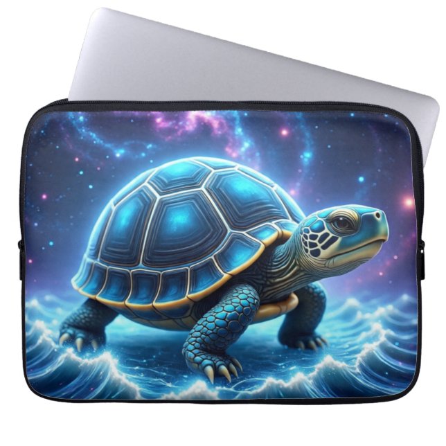 Blå Galactice Sea Turtle Laptop Fodral (Framsidan)
