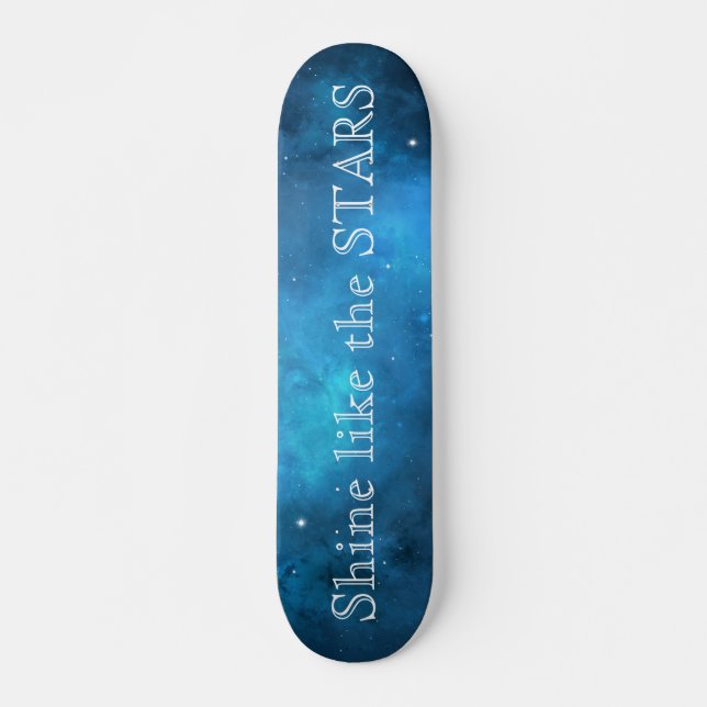 Blå galax rymdstjärnor mini skateboard bräda 18,5 cm (Framsida)
