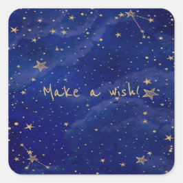 Blå Galaxy med Golden Stars Fyrkantigt Klistermärke