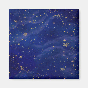 Blå Galaxy med Golden Stars Magnet