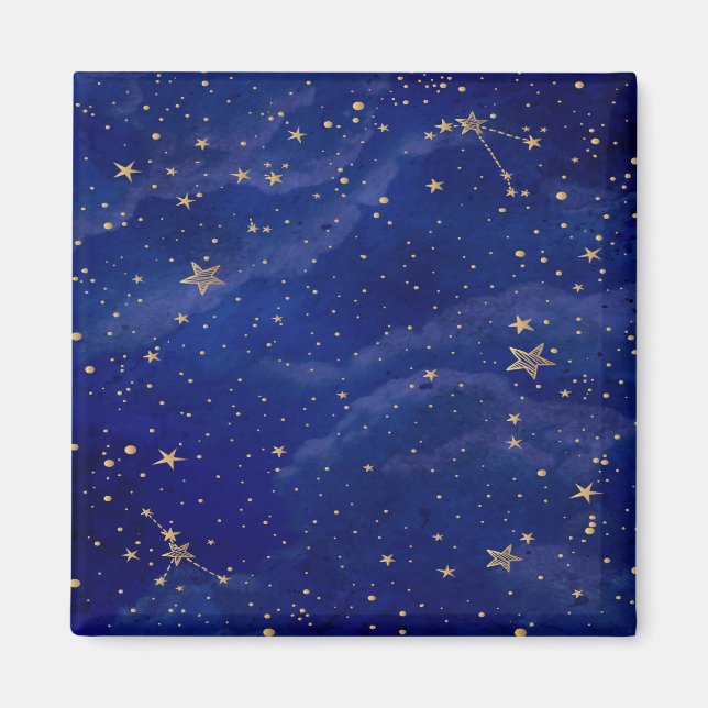 Blå Galaxy med Golden Stars Magnet (Framsidan)