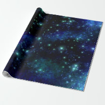 Blå Galaxy Wrapping Papper