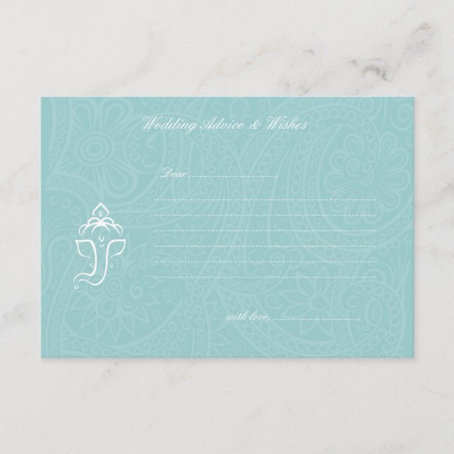 Blå Ganesha Bröllop-kort och Önskemål-kort Rådkort (Framsida)
