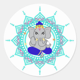 Blå Ganesha-etiketter Runt Klistermärke