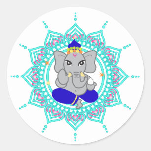 Blå Ganesha-etiketter Runt Klistermärke