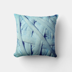 Blå Garn Detaljer Linjer Textur Kudd Pillow Kudde