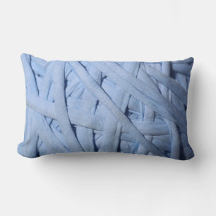 Blå Garn Detaljer Linjer Textur Kudd Pillow Lumbarkudde