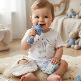 Blå Gås Ballong Pojke Första Födelsedag Småbarn T Shirt