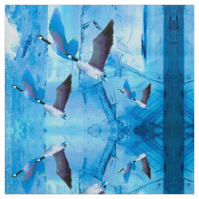 Blå gäss i Ice Fabric Tyg (Provkarta)