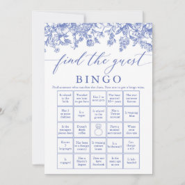 Blå Gästbingo Bröllopsduschspel Inbjudningar
