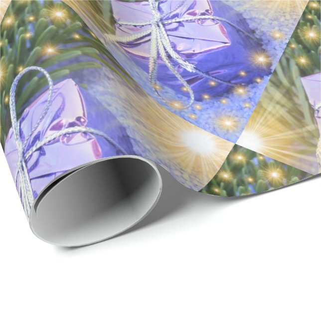 blå gåva,unik, glansig Svällning Papper, färglös, Presentpapper (Rullad Hörn)