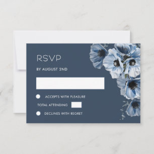 Blå Genomskinlig Blomma RSVP-kort OSA Kort