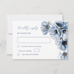 Blå Genomskinlig Blomma RSVP-kort OSA Kort