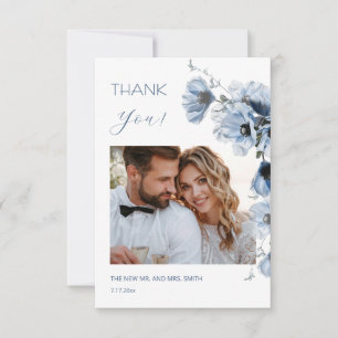 Blå genomskinliga blommor Bröllop tackkort Tack Kort