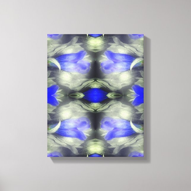 Blå Gentian Flower Multiplied Abstrakt Nature Canvastryck (Framsida)
