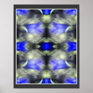 Blå Gentian Flower Multiplied Abstrakt Nature Poster